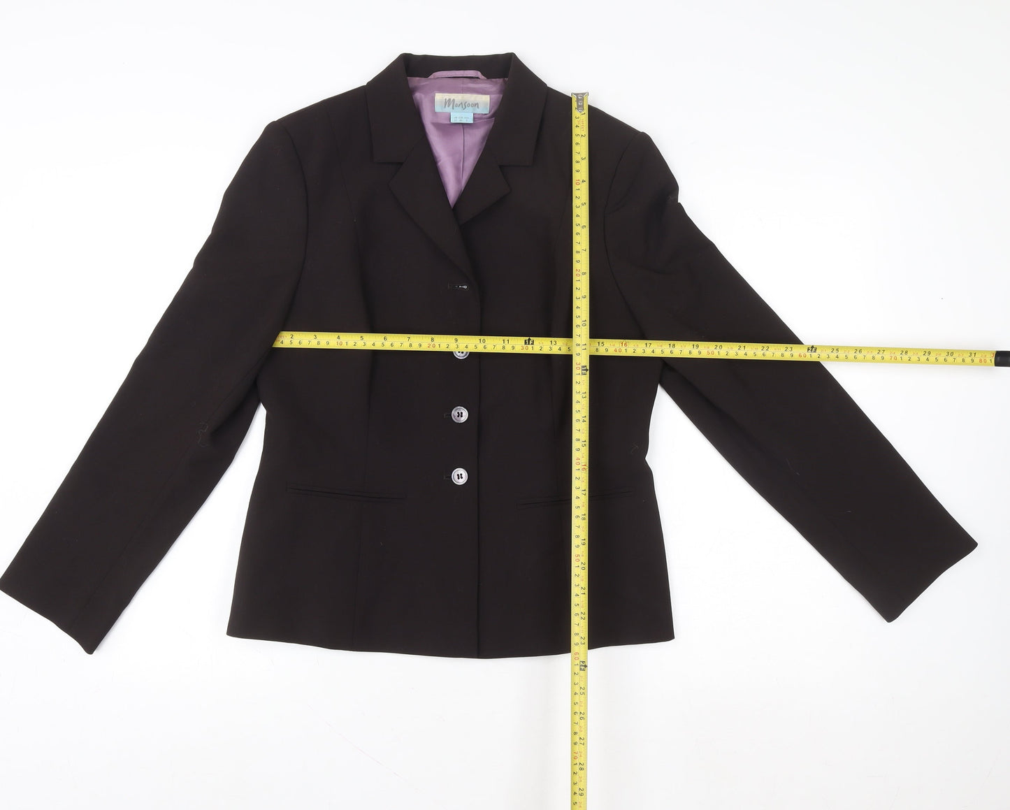 Monsoon Women Black Tailored Blazer UK 12 Classic Fit