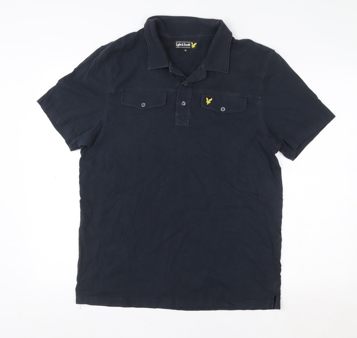 Lyle & Scott Men's Blue XL Regular Fit Cotton Polo Shirt