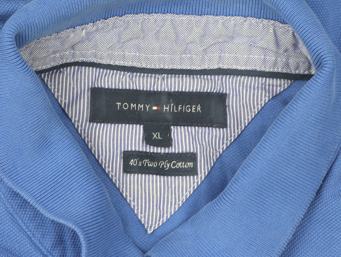 Tommy Hilfiger Men's Blue Cotton Polo Shirt XL Regular Fit