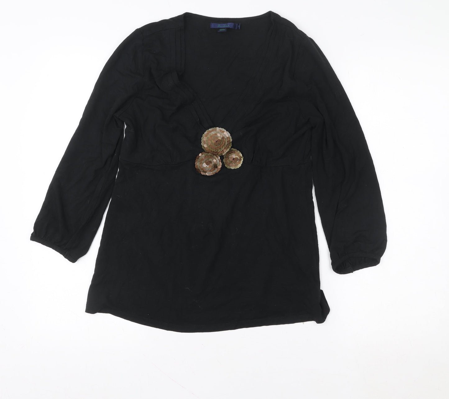Womens UK Size 12 Boden Black Cotton Blouse