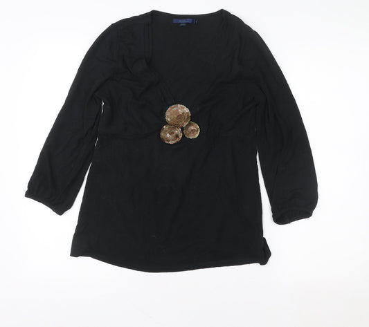 Womens UK Size 12 Boden Black Cotton Blouse
