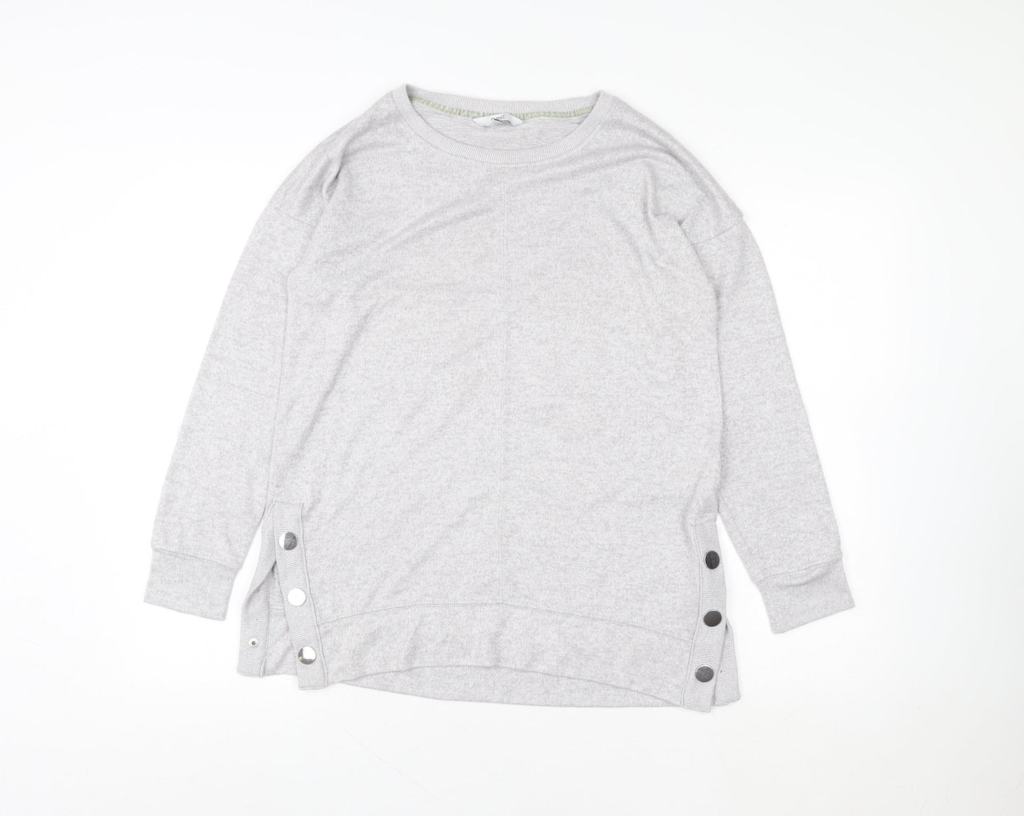 Next Women Grey Button Detail Long Sleeve Pullover Sweatshirt Size 10