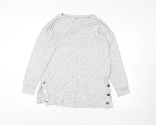 Next Women Grey Button Detail Long Sleeve Pullover Sweatshirt Size 10