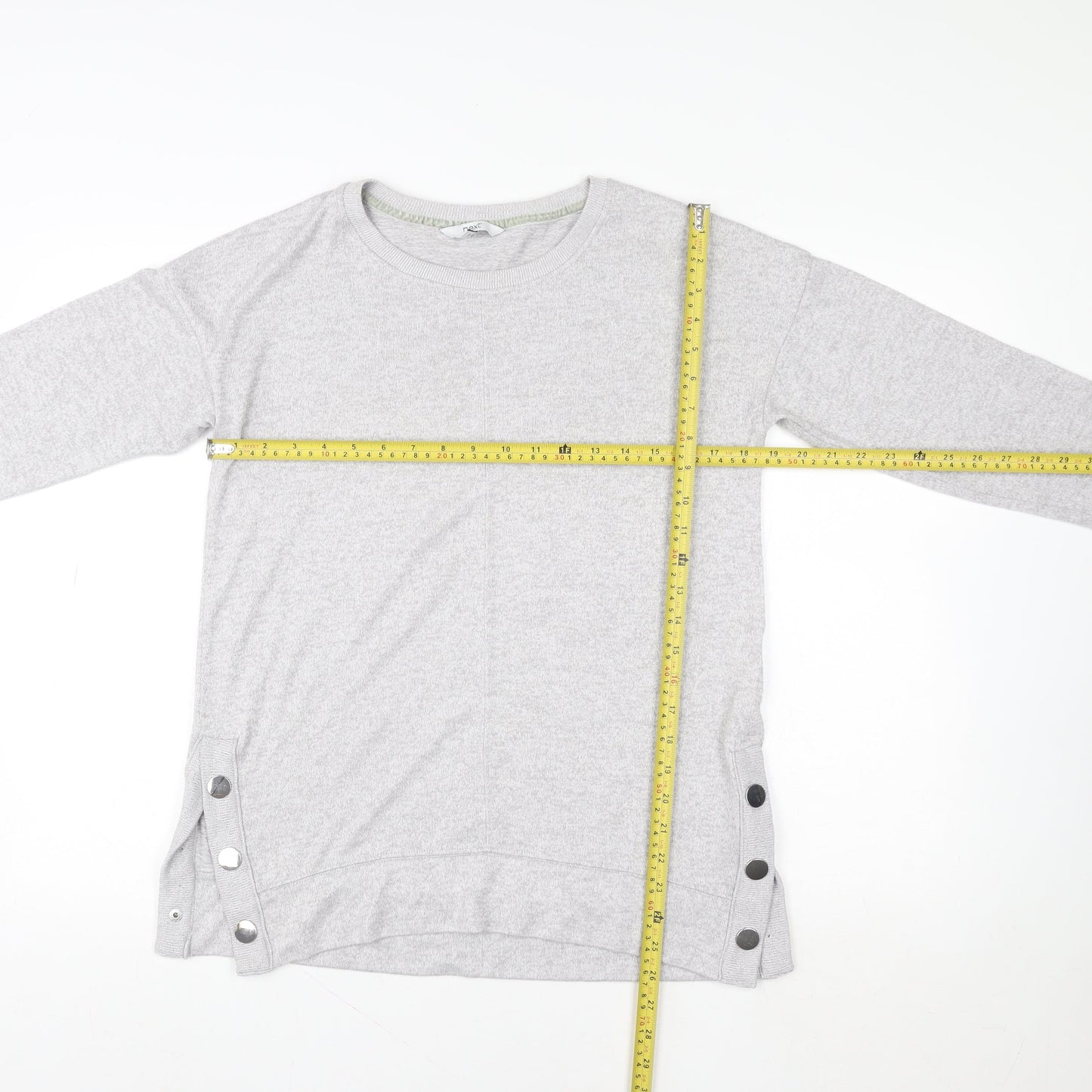Next Women Grey Button Detail Long Sleeve Pullover Sweatshirt Size 10