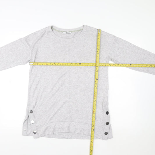 Next Women Grey Button Detail Long Sleeve Pullover Sweatshirt Size 10