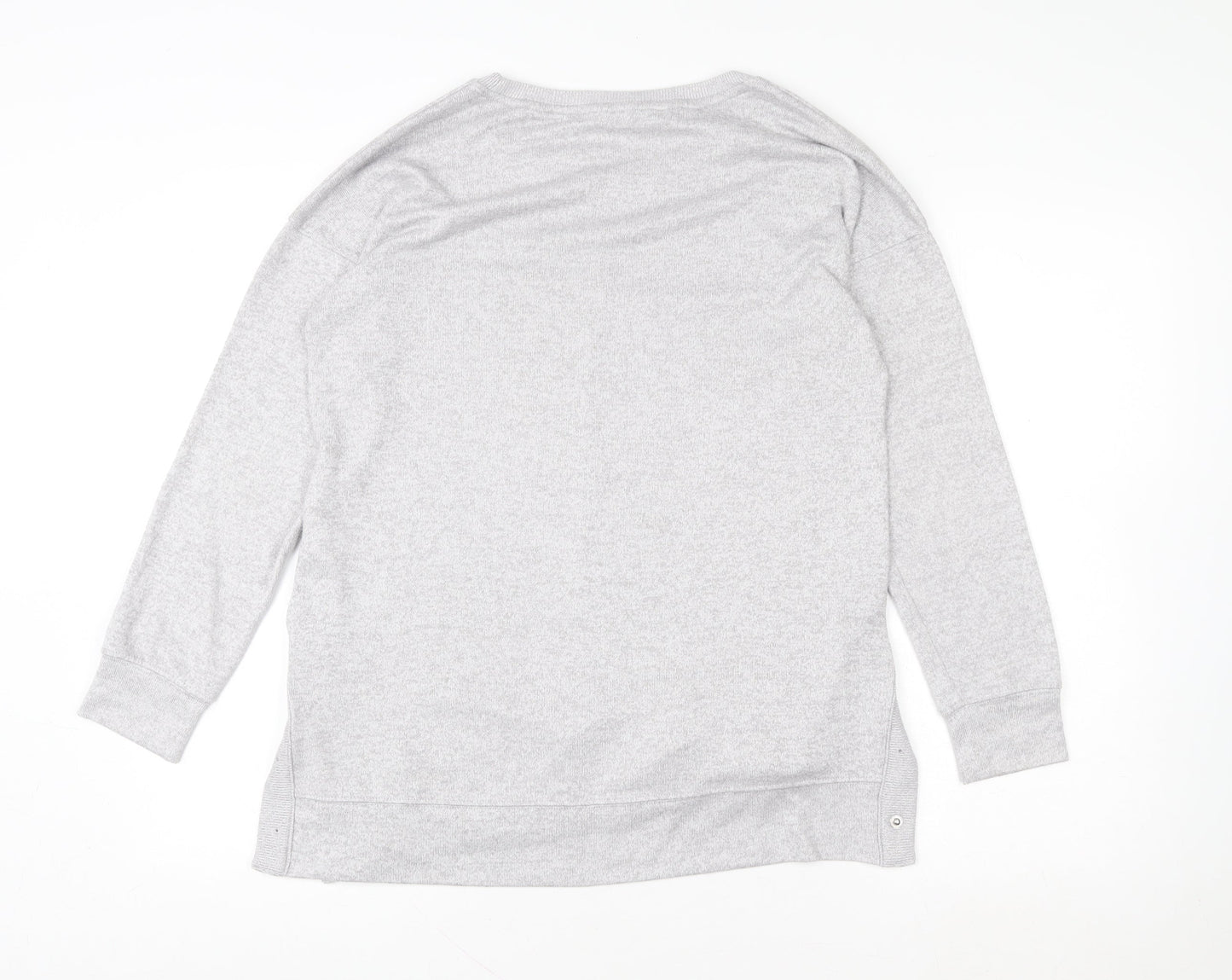Next Women Grey Button Detail Long Sleeve Pullover Sweatshirt Size 10