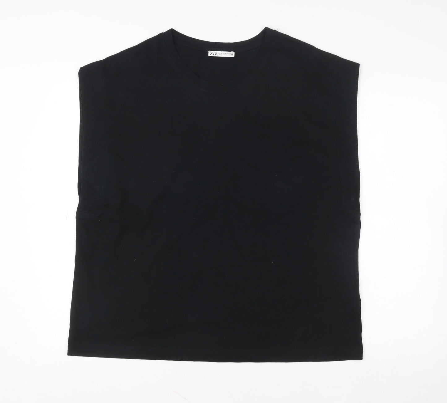 Zara Men’s Black Sleeveless Cotton Casual Top XL Regular Fit
