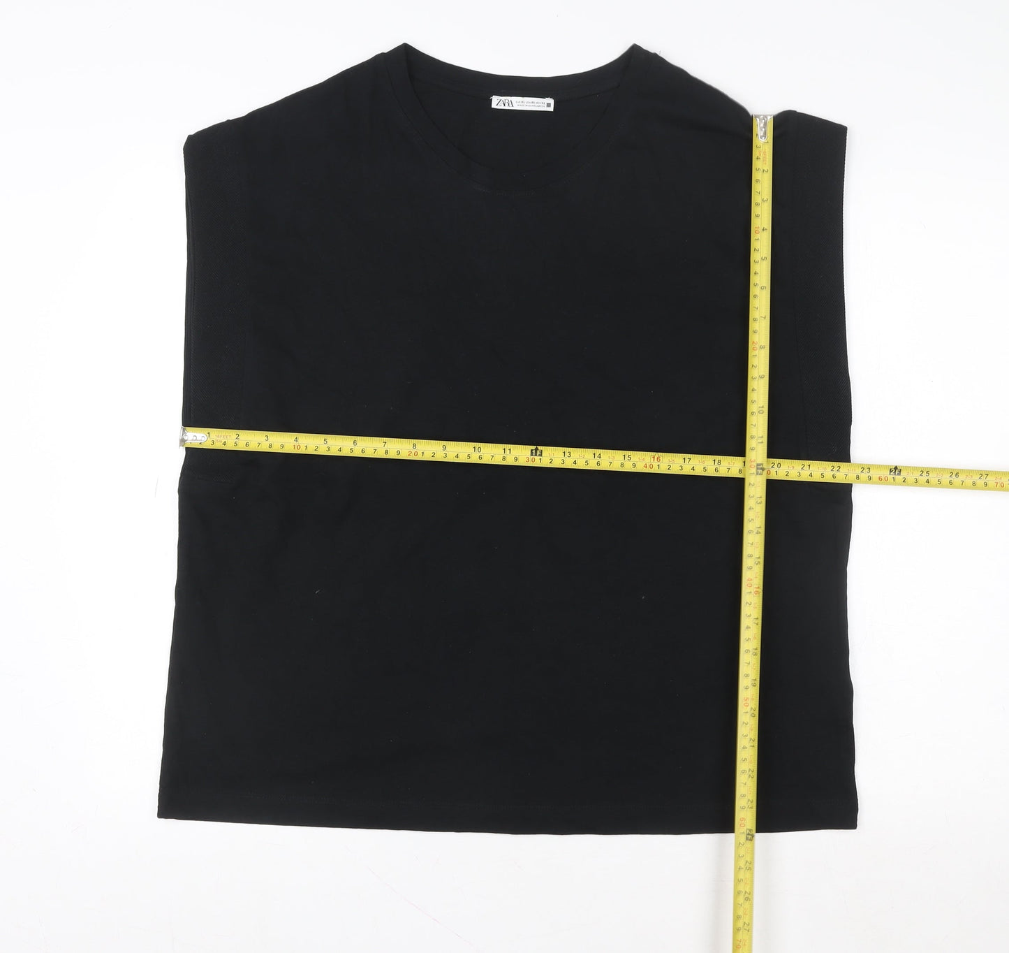 Zara Men’s Black Sleeveless Cotton Casual Top XL Regular Fit