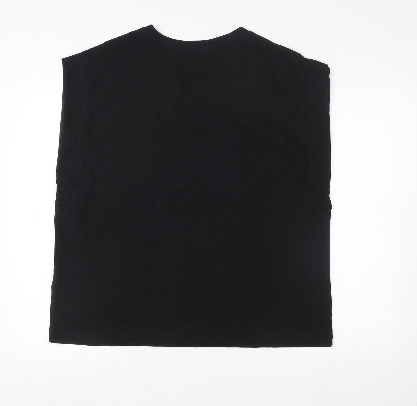 Zara Men’s Black Sleeveless Cotton Casual Top XL Regular Fit