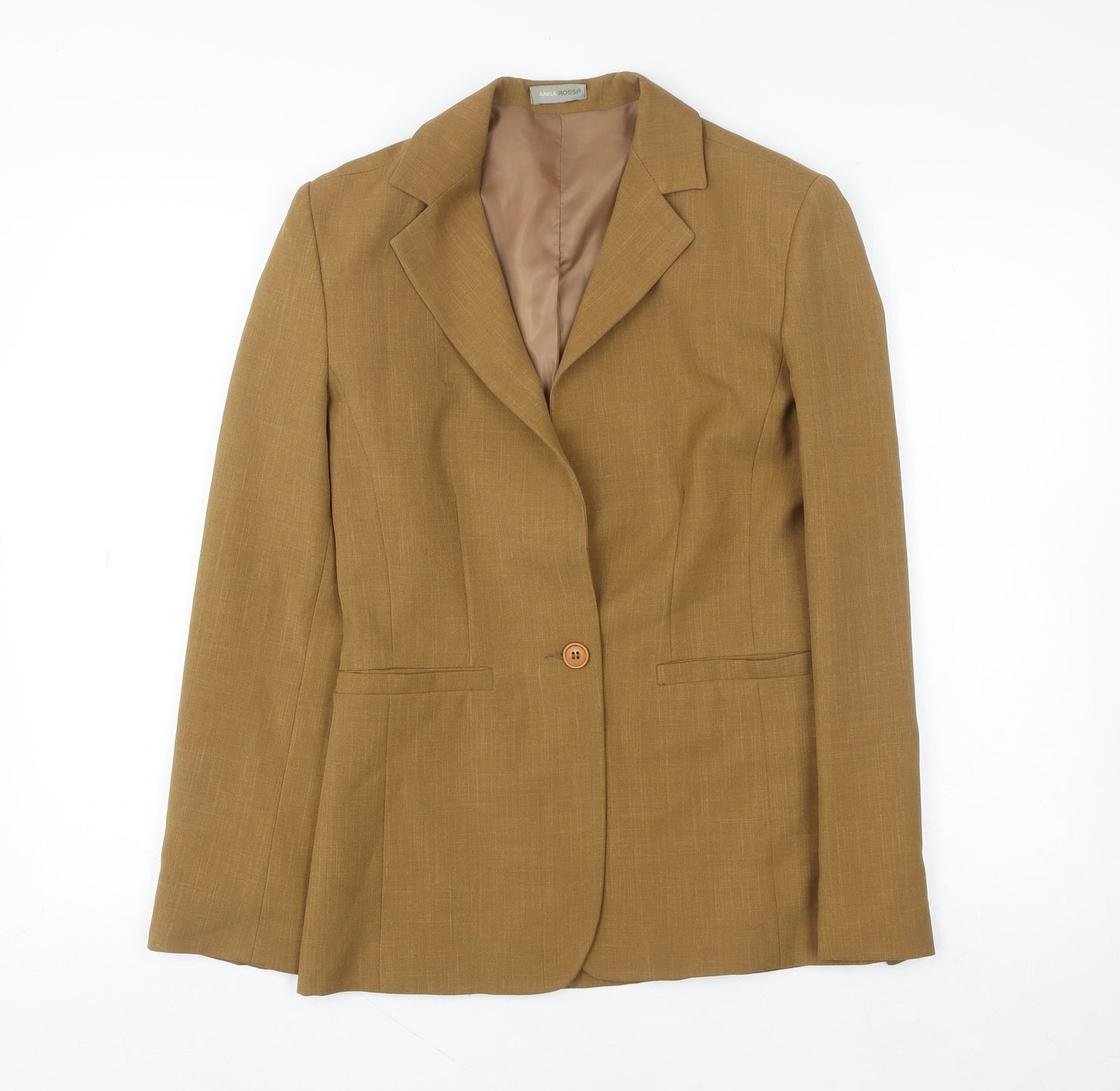 Anna Rossi Womens Brown Single-Breasted Blazer Size 12 Polyester Lined