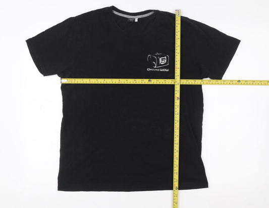 Premium Men Black Cotton Crew Neck Short Sleeve T-Shirt M