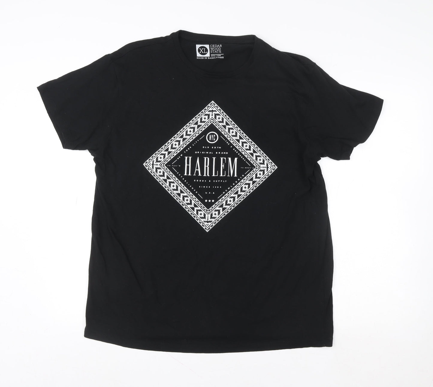Cedar Wood State Black XL Unisex Basic Crew Neck Short Sleeve T-Shirt