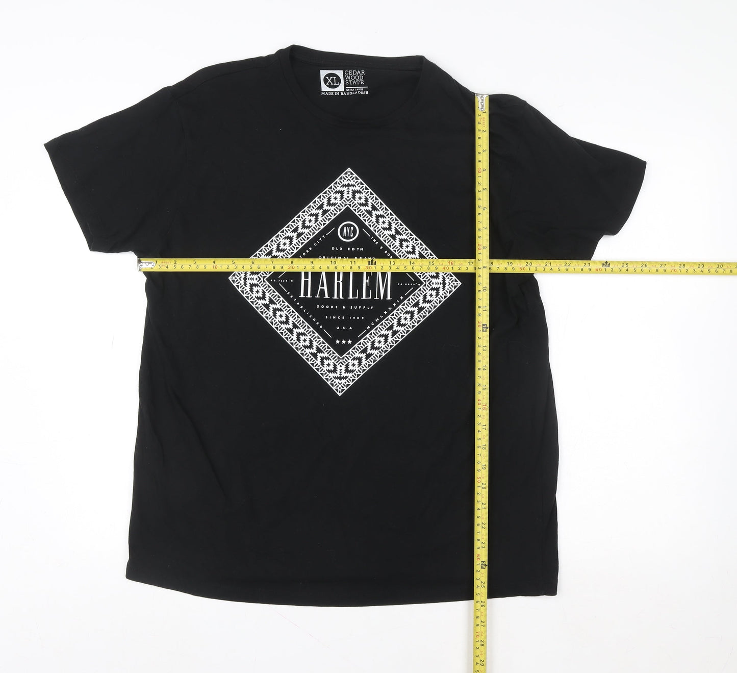 Cedar Wood State Black XL Unisex Basic Crew Neck Short Sleeve T-Shirt