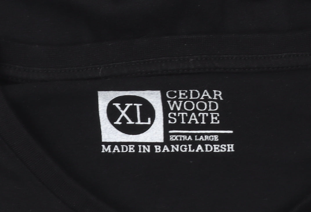 Cedar Wood State Black XL Unisex Basic Crew Neck Short Sleeve T-Shirt