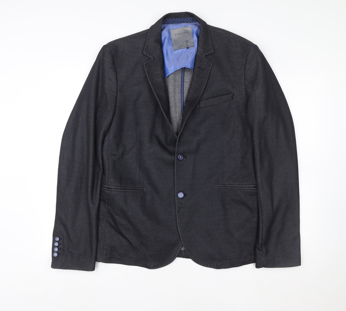 Zara Black Regular Fit Single-Breasted Blazer Jacket L Unisex Adults