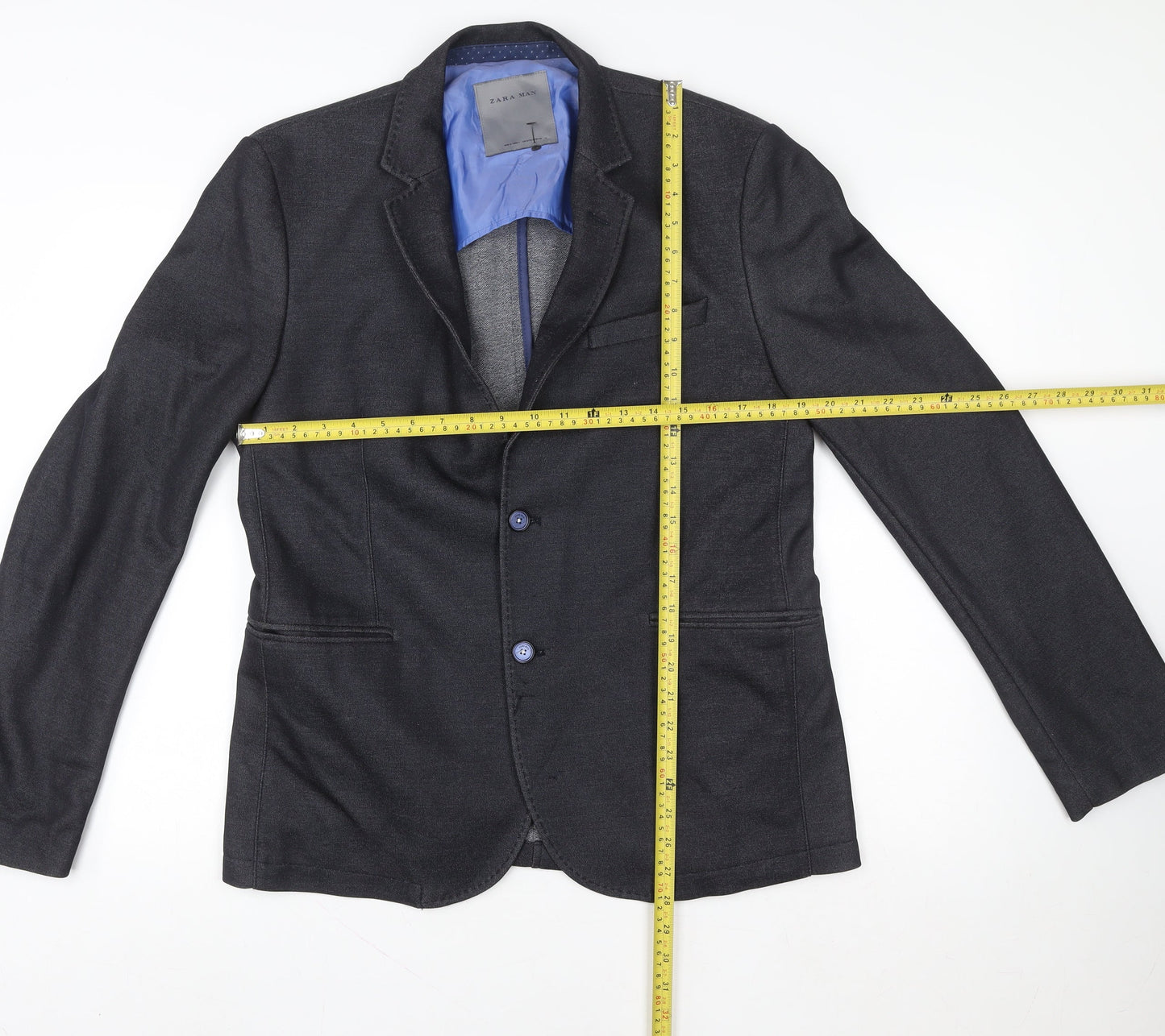 Zara Black Regular Fit Single-Breasted Blazer Jacket L Unisex Adults