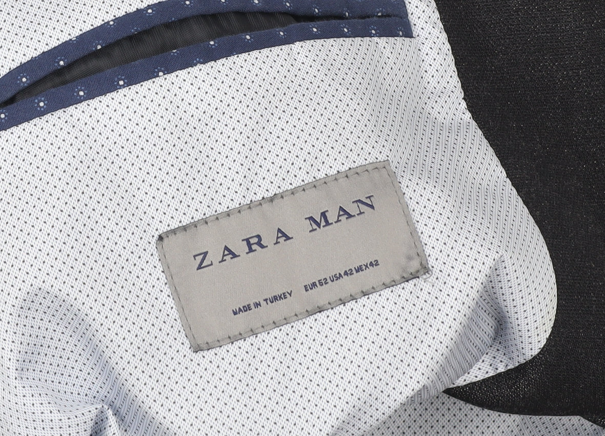 Zara Black Regular Fit Single-Breasted Blazer Jacket L Unisex Adults