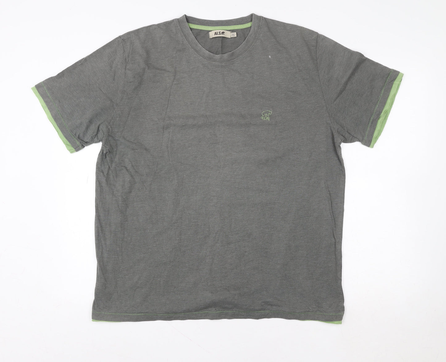 Alssr Unisex Grey Cotton Crew Neck XL T-Shirt