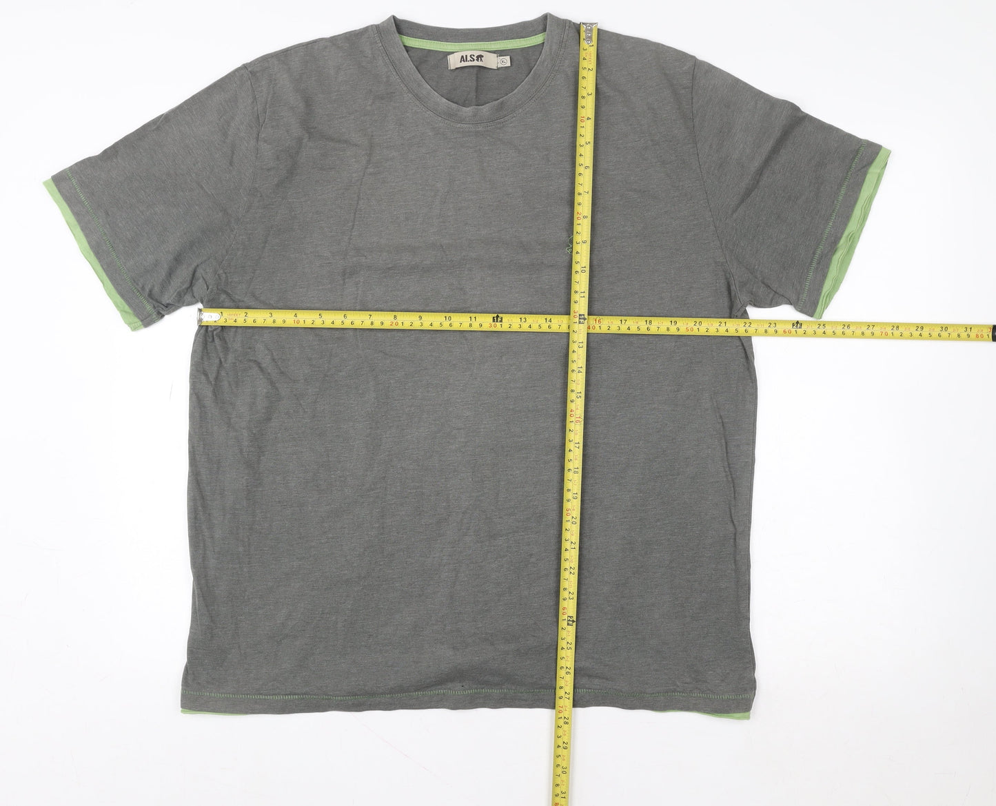 Alssr Unisex Grey Cotton Crew Neck XL T-Shirt