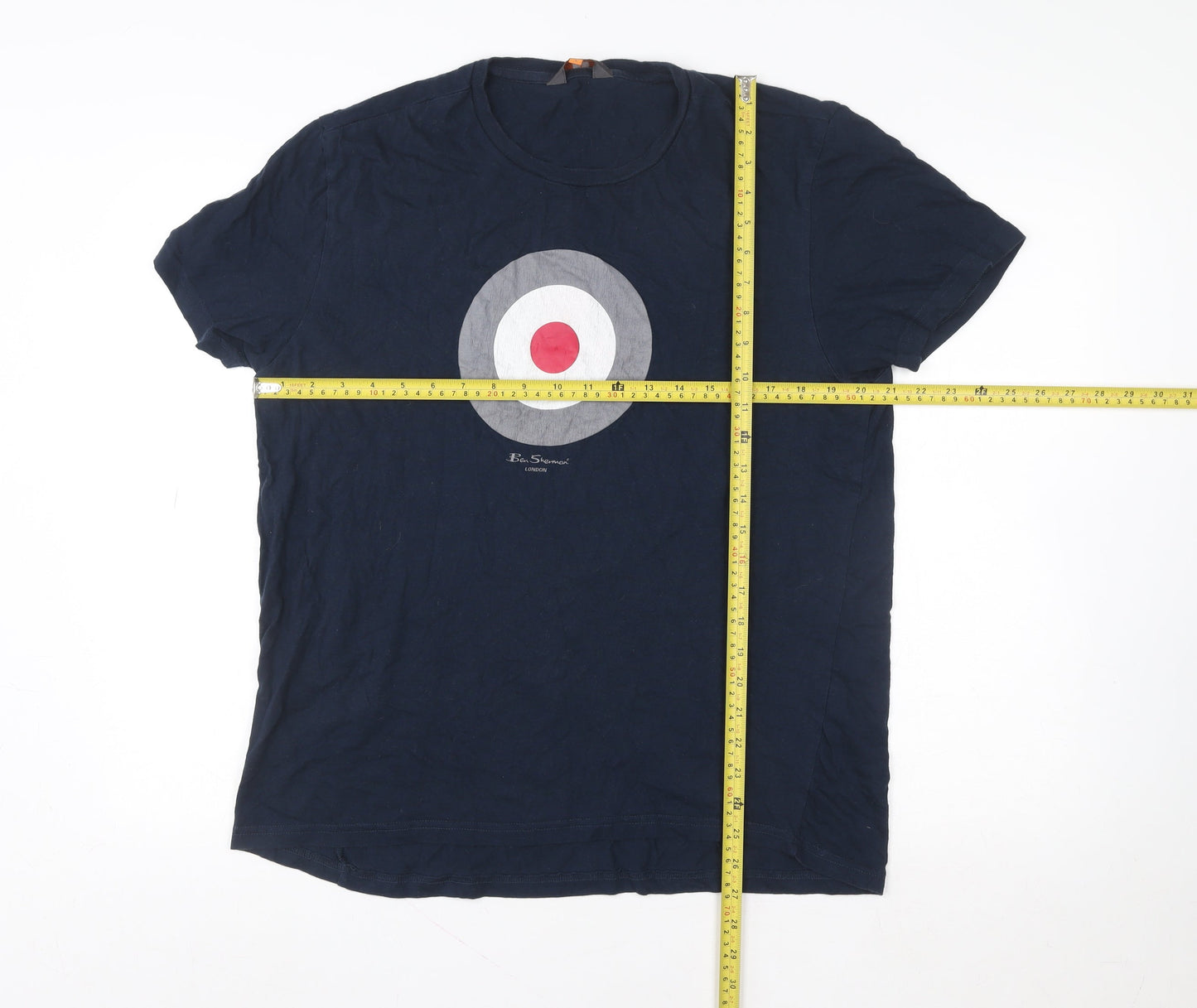 Ben Sherman Men's Blue Target Graphic T-Shirt Size S Retro Mod Style