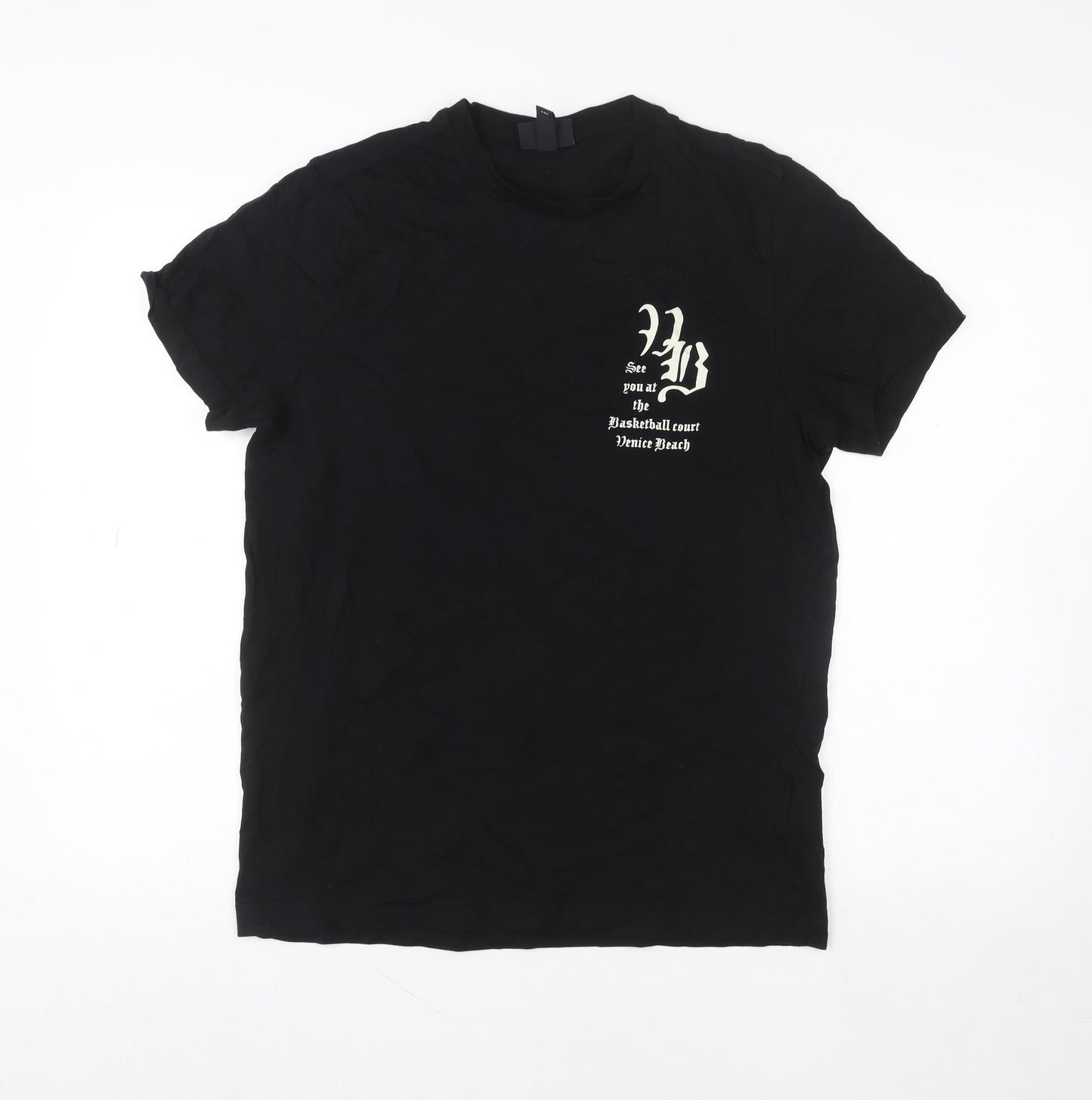 H&M Women's Black Regular Fit Graphic Basketball T-Shirt M