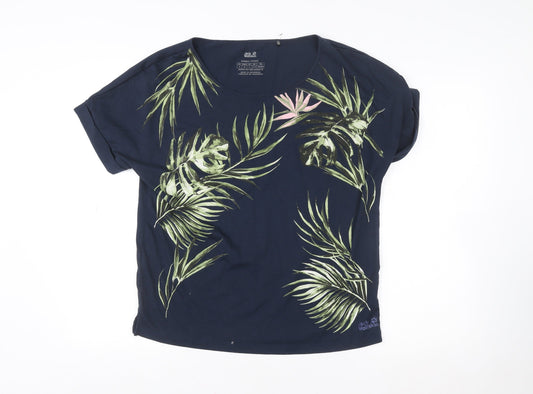 Womens UK Size S Jack Wolfskin Blue Cotton Blend T-Shirt