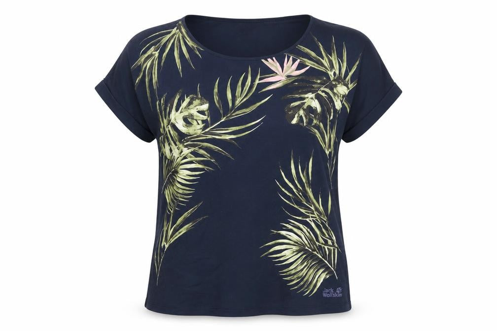 Womens UK Size S Jack Wolfskin Blue Cotton Blend T-Shirt