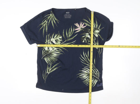 Womens UK Size S Jack Wolfskin Blue Cotton Blend T-Shirt