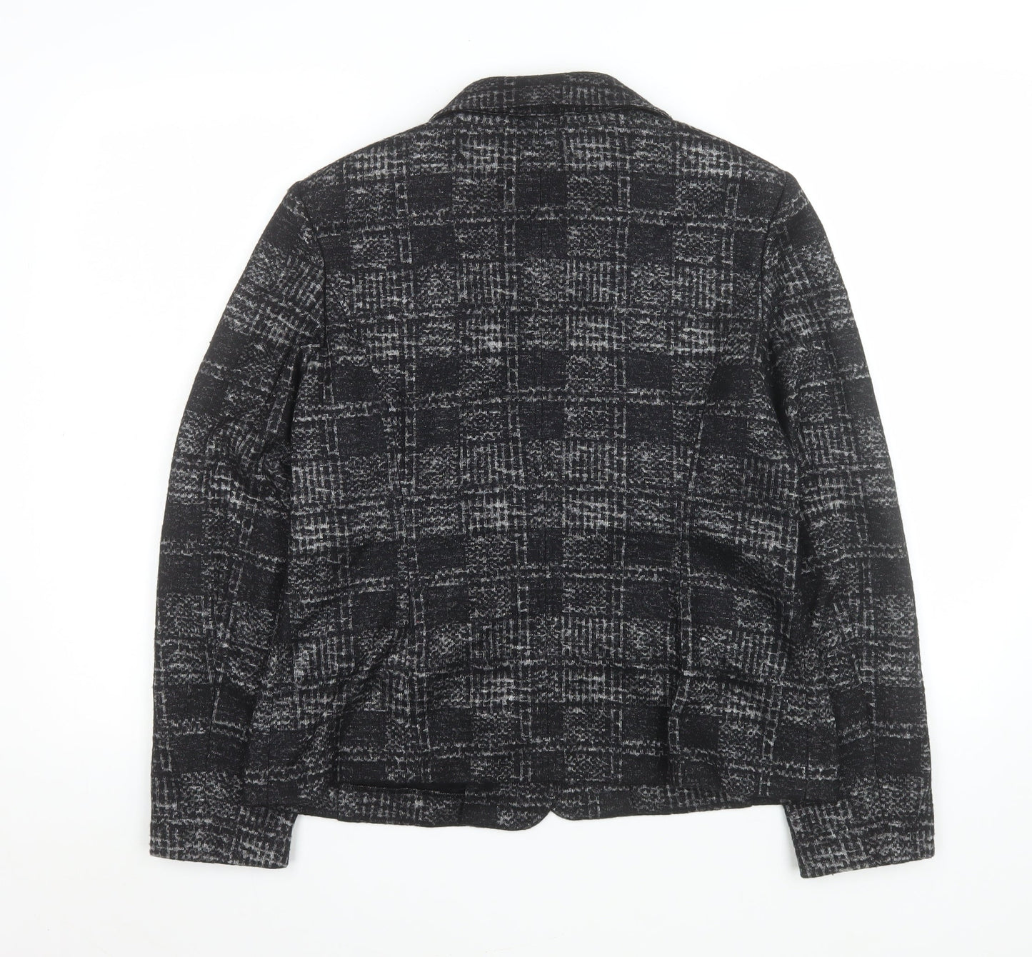 Basler Collection Women's Black Check Wool Blend Blazer Size 14