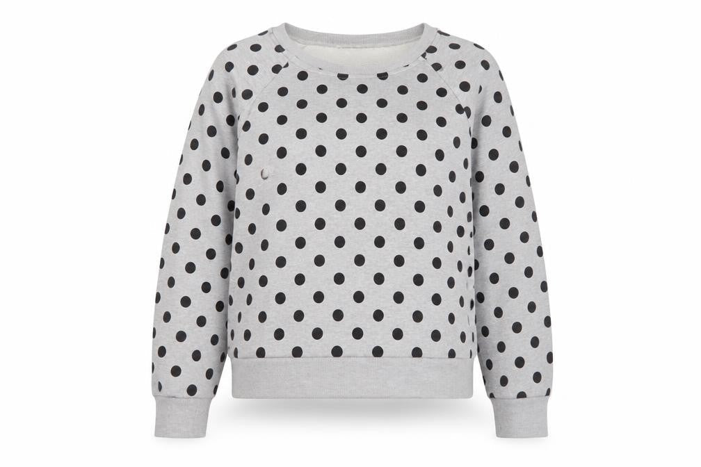 Whistles Womens Grey Polka Dot Cotton Crew Neck Sweatshirt Size S