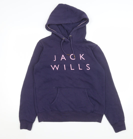 Womens UK 12 Regular Jack Wills Blue Pullover Hoodie