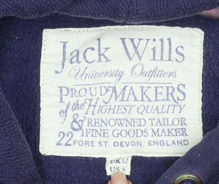 Womens UK 12 Regular Jack Wills Blue Pullover Hoodie
