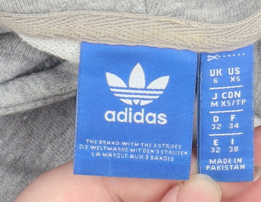 Womens UK 6 Regular adidas Grey Pullover Hoodie