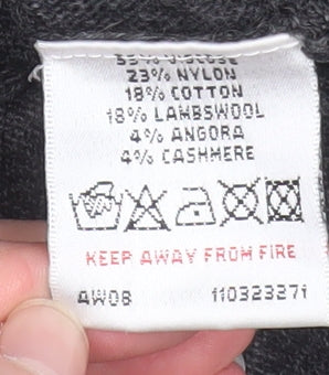 White Stuff Women Grey Size 14 Open Knit Short Sleeve Cardigan