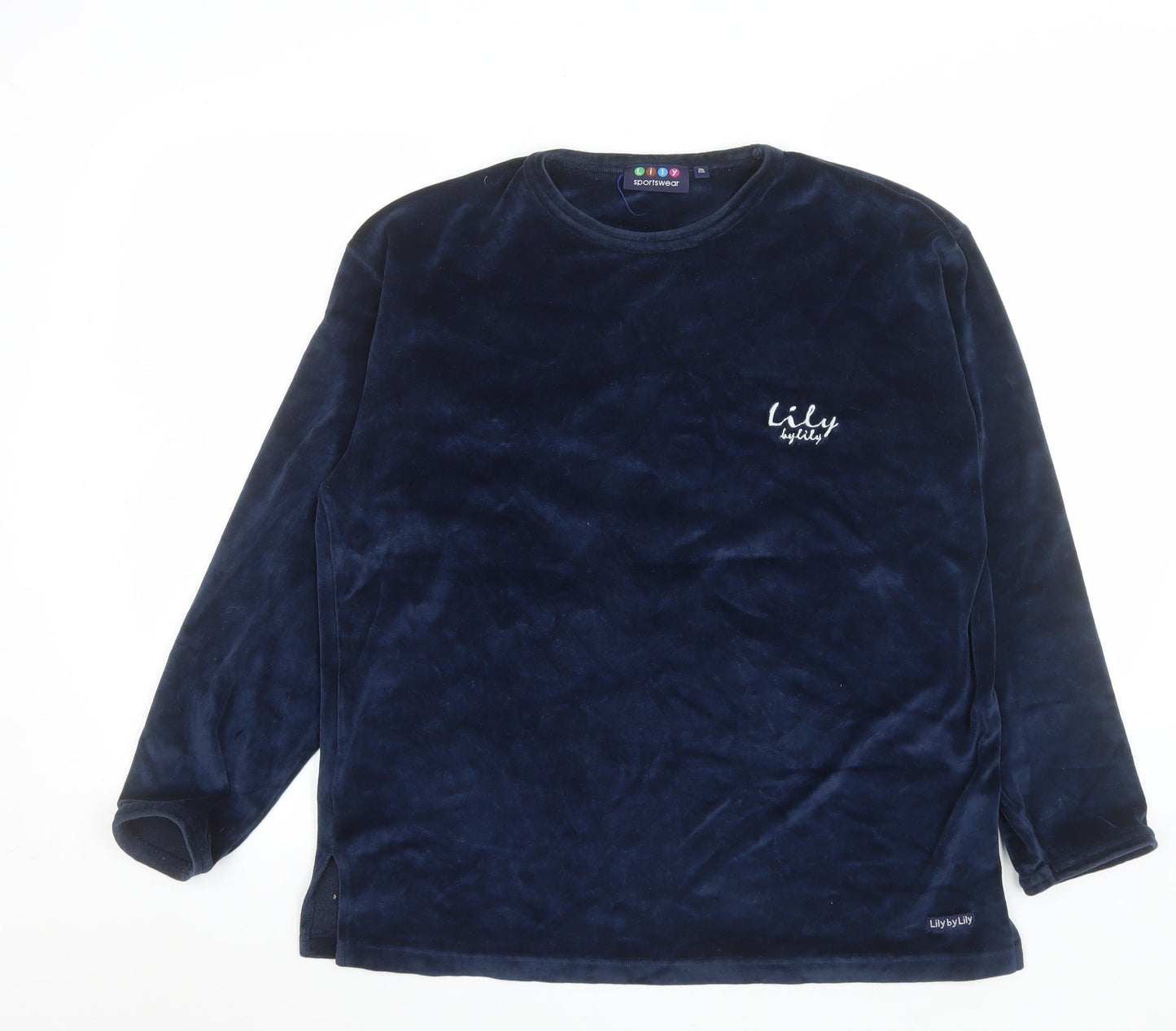 Lily Womens Blue Velvet Long Sleeve Nightshirt Top One Size