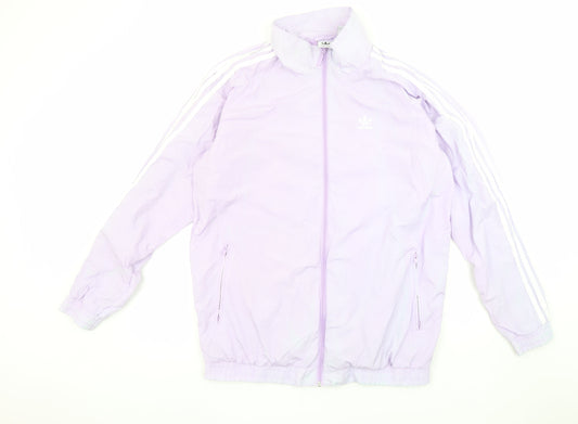 Adidas Womens Purple Windbreaker Jacket Size 10 Lightweight Full Zip