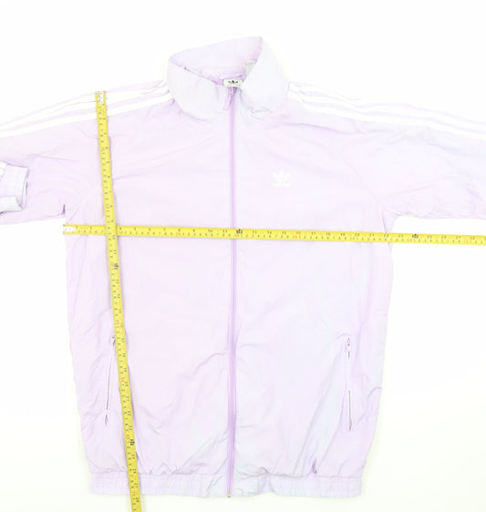 Adidas Womens Purple Windbreaker Jacket Size 10 Lightweight Full Zip