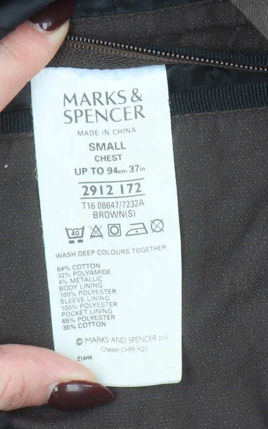 Marks and Spencer Men’s Brown Military Jacket Small 37in Cotton Blend