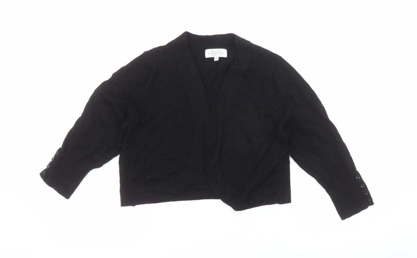 Debenhams Women Black Petite Size 14 Cardigan Knit Viscose Blend