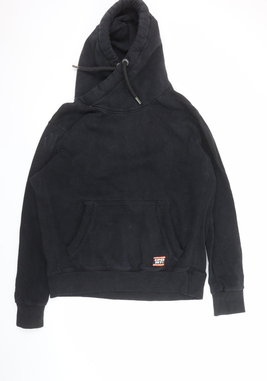 Superdry Men's Black 2XL Pullover Hoodie with Logo Pocket