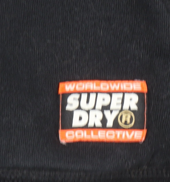 Superdry Men's Black 2XL Pullover Hoodie with Logo Pocket