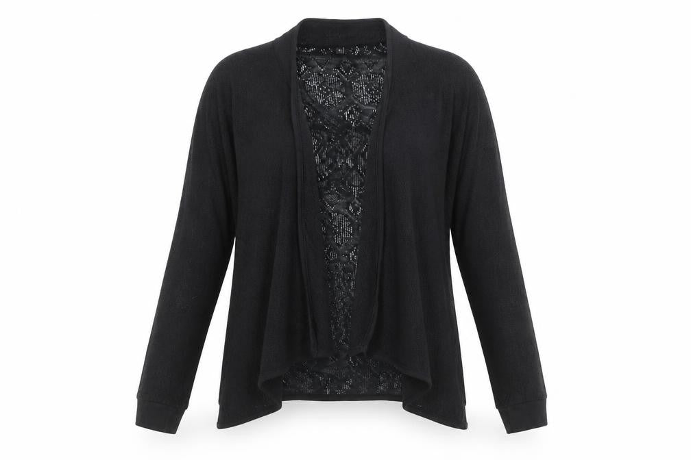 River Island Women's Black Size 14 Open Knit Long Sleeve Cardigan