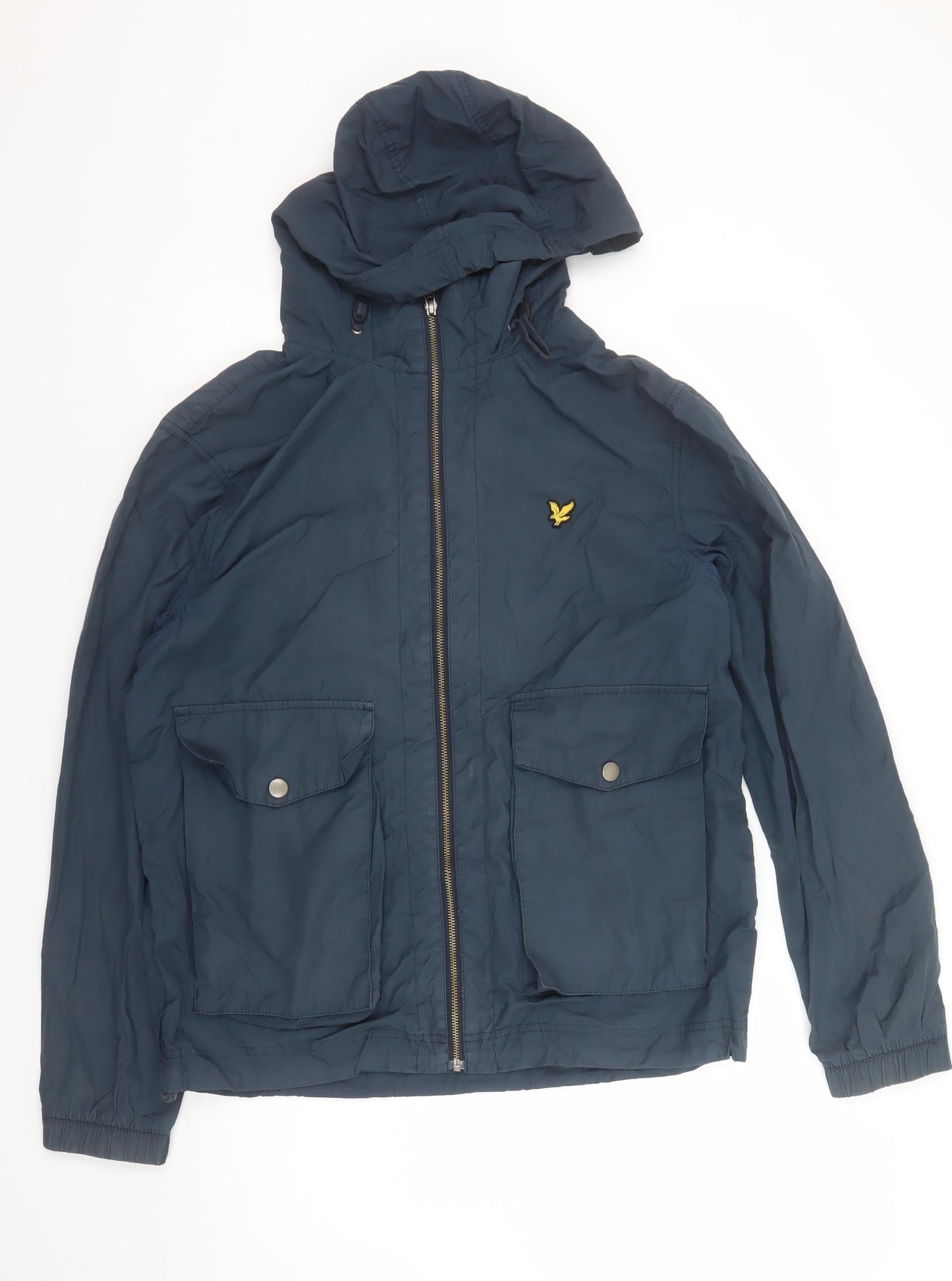 Lyle & Scott Men's Blue Hooded Windbreaker Jacket Size L
