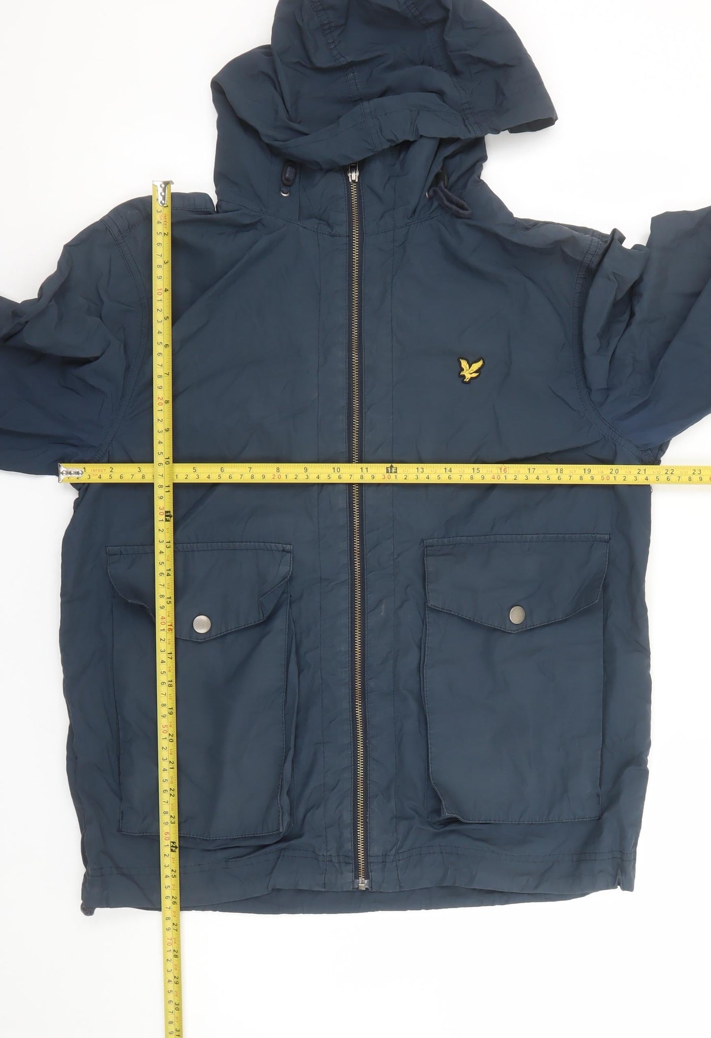 Lyle & Scott Men's Blue Hooded Windbreaker Jacket Size L