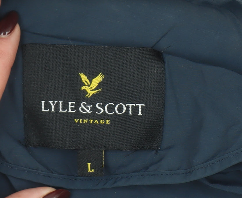 Lyle & Scott Men's Blue Hooded Windbreaker Jacket Size L