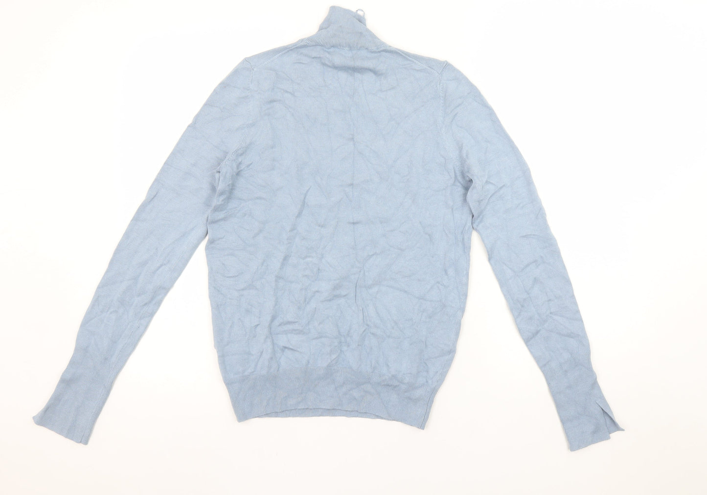 Zara Women Blue Roll Neck Knit Jumper Size S Long Sleeve Pullover