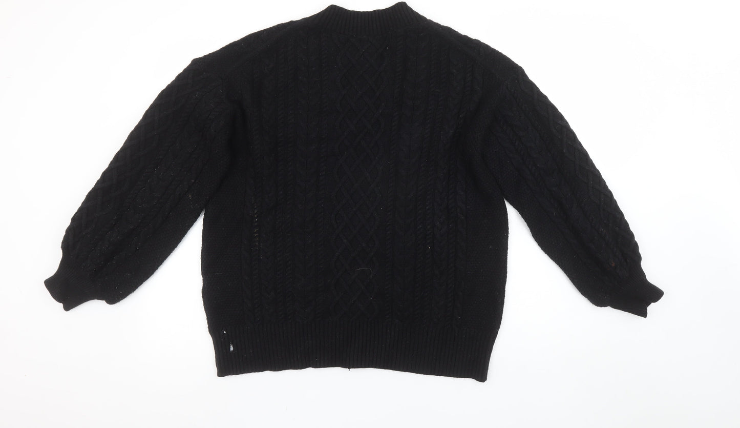 Banana Republic Womens Black V-Neck Cable Knit Jumper Size L