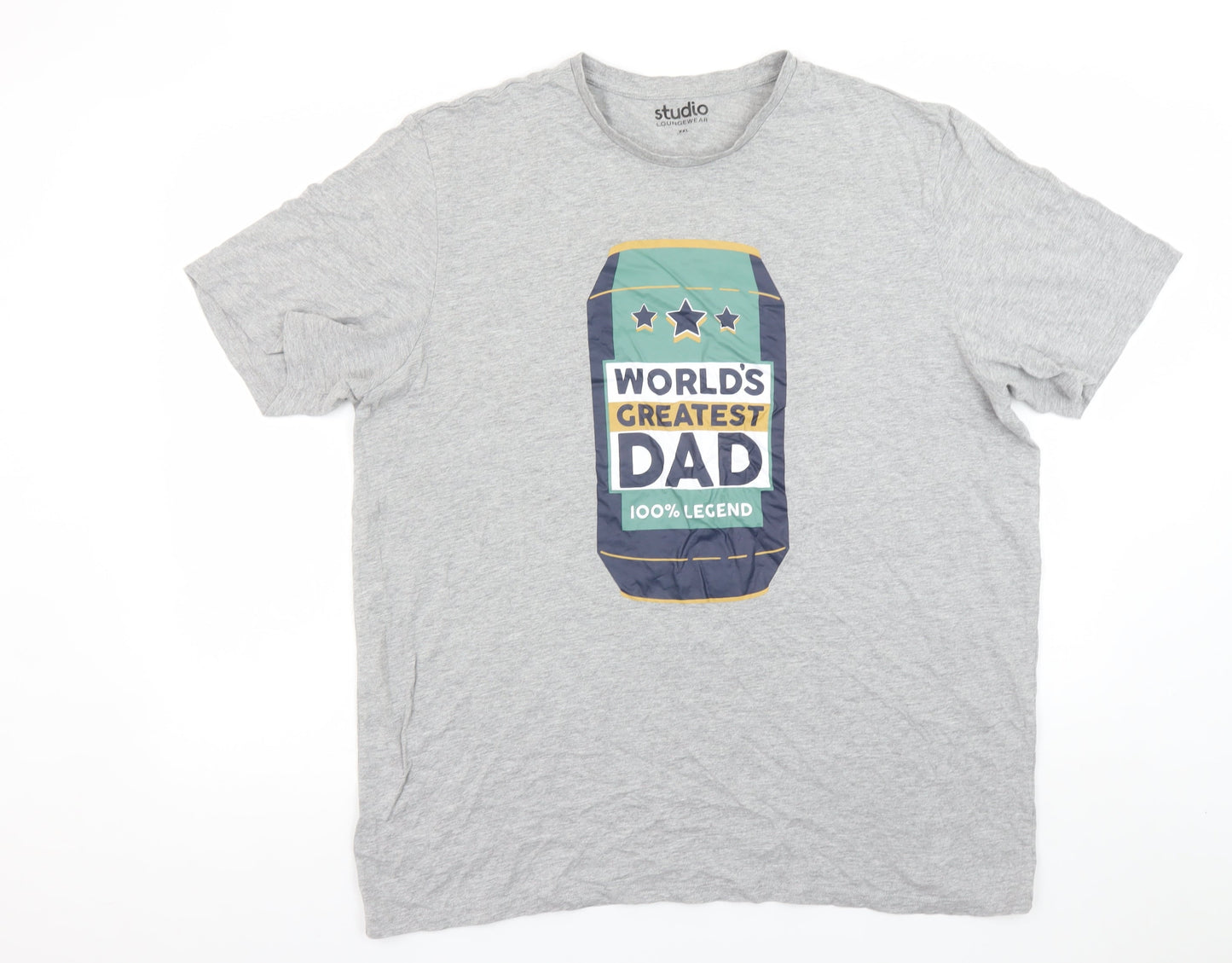 Studio Loungewear Men's Grey XXL World's Greatest Dad T-Shirt