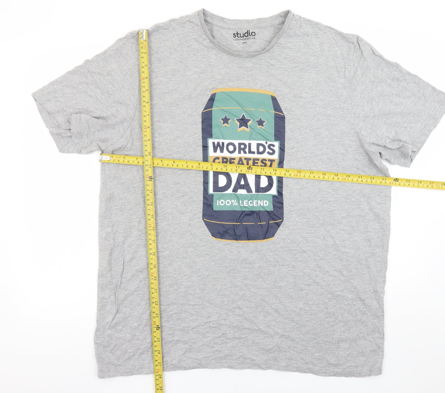 Studio Loungewear Men's Grey XXL World's Greatest Dad T-Shirt