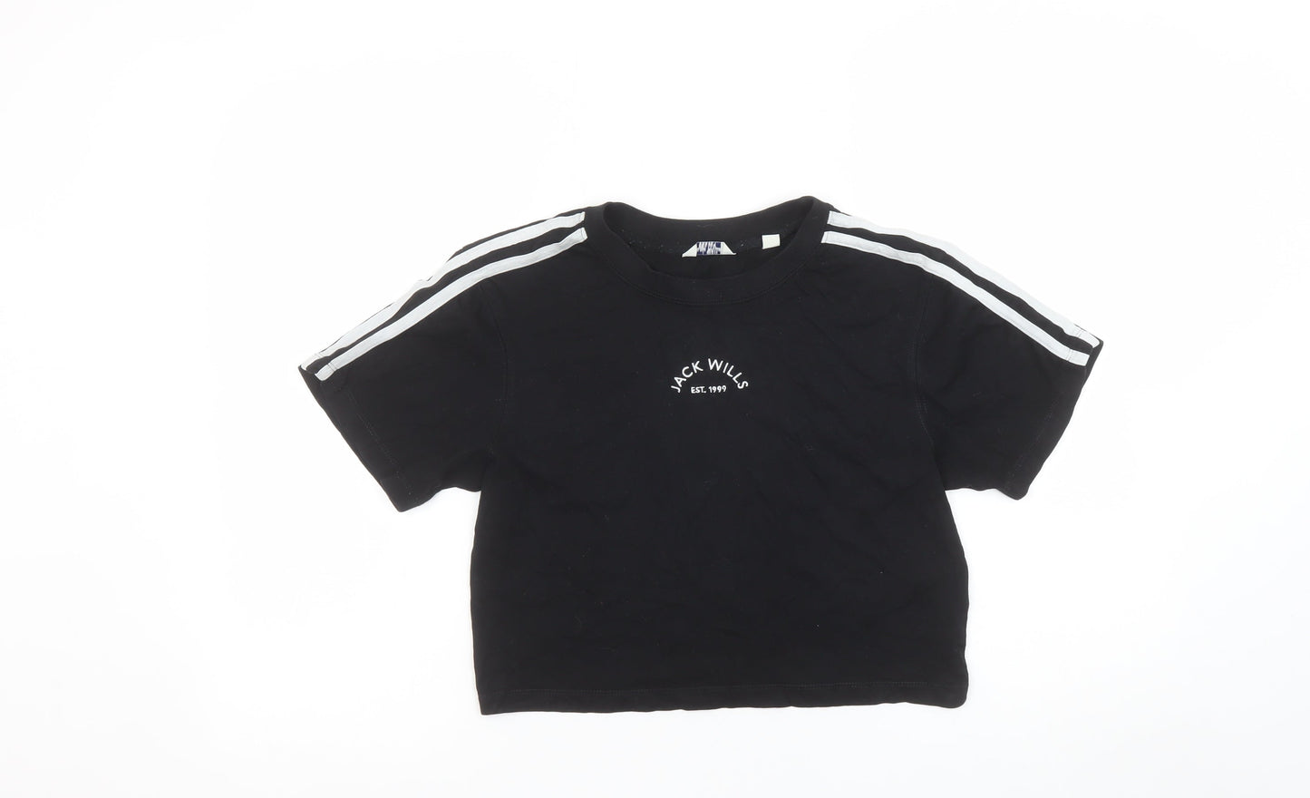 Womens UK Size 8 Jack Wills Black 100% Cotton T-Shirt